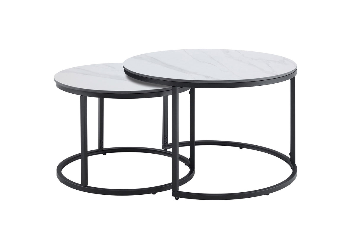 Coffee table ELEGANCE 75cm set of 2 ceramic white