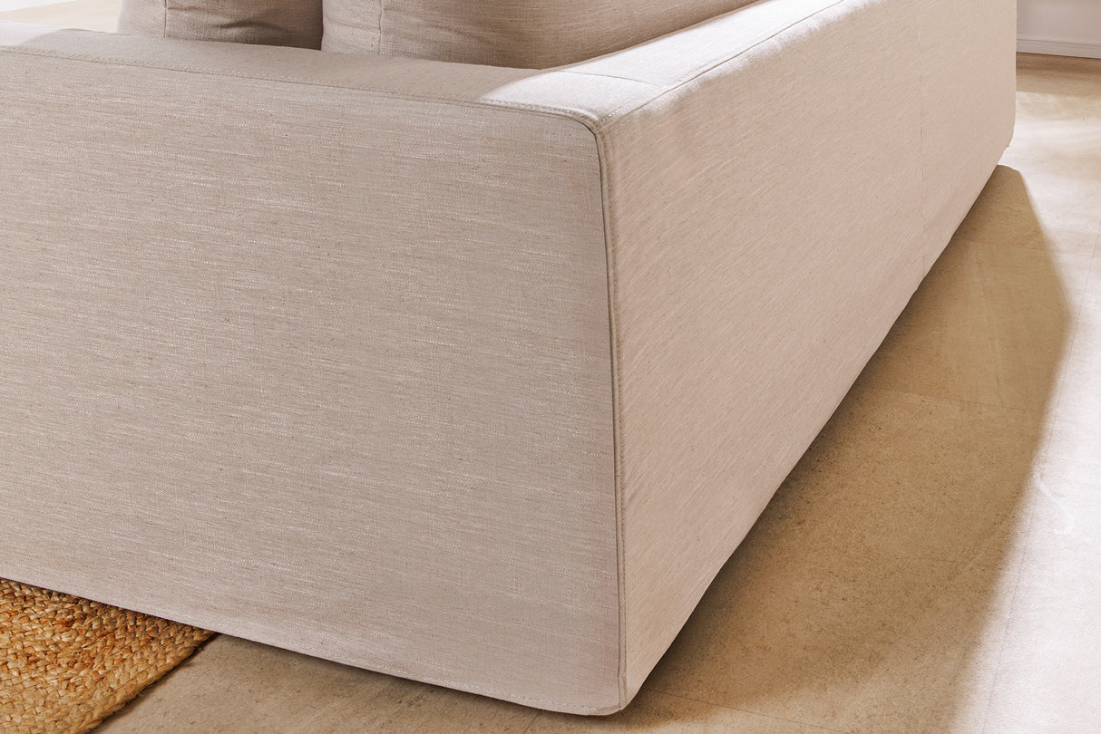 Sofa HEAVEN 210cm 3-seater spring core removable cover linen natural
