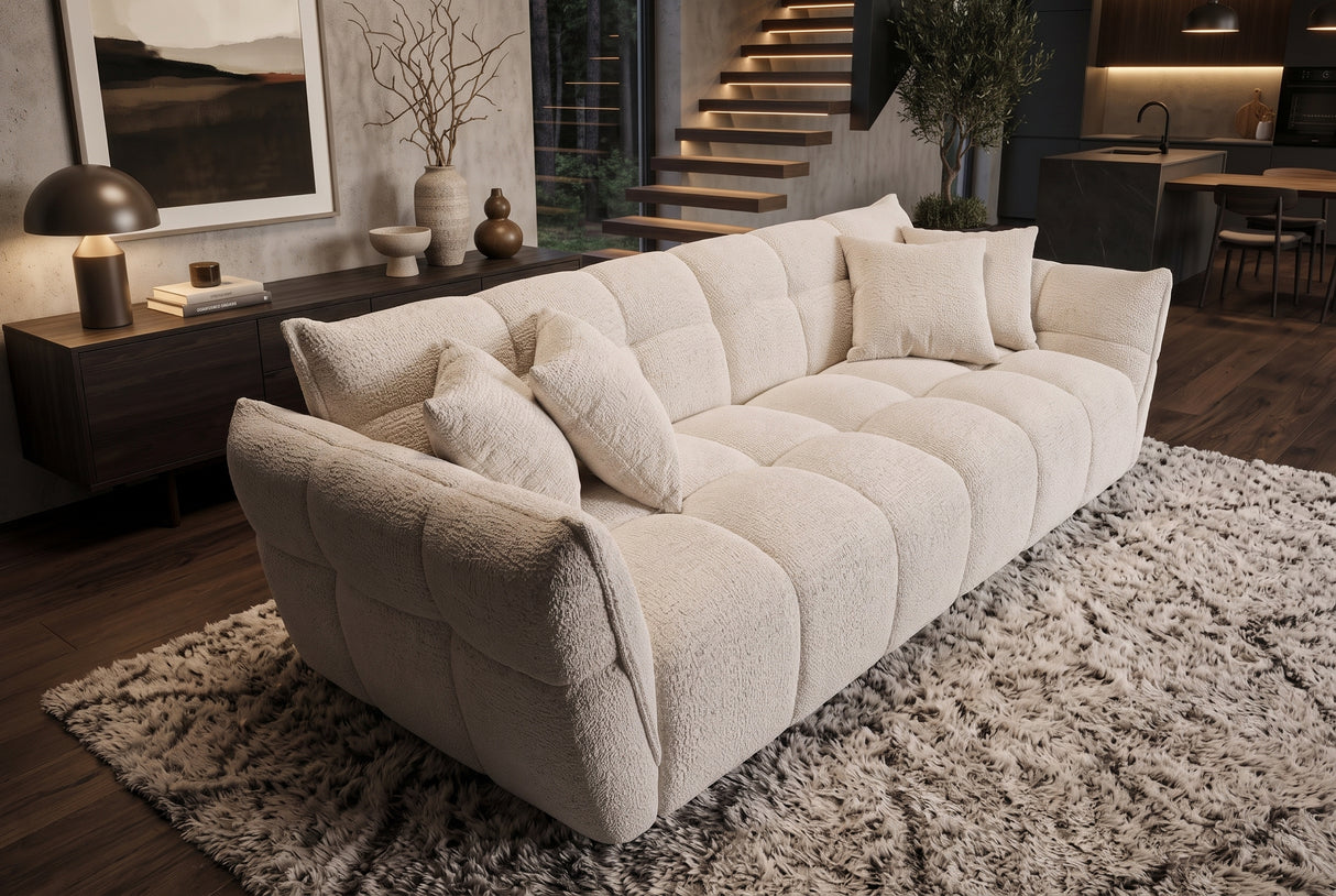 Sofa CLOUD 260cm 3-seater XXL bouclé tweed beige