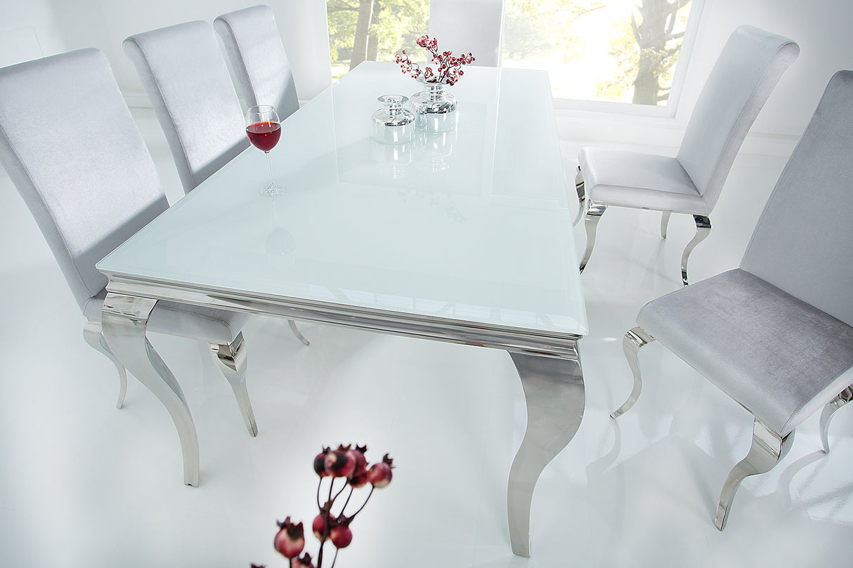 Esstisch MODERN BAROCK 200cm Hartglas weiß