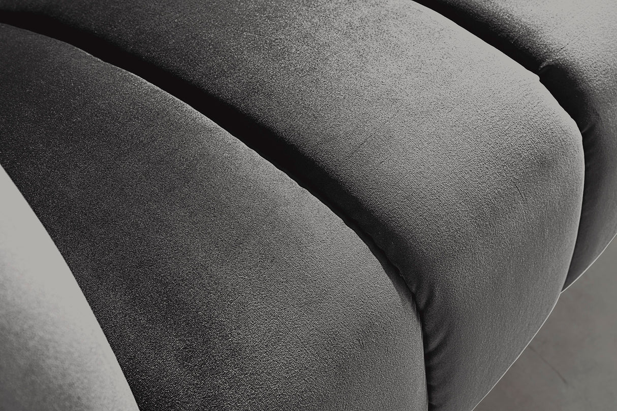 Sofa NOBLESSE 165cm 2-seater velvet grey w/ black feet