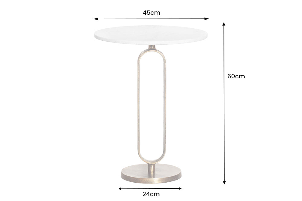 Side table ELEGANCE 60cm marble plate white