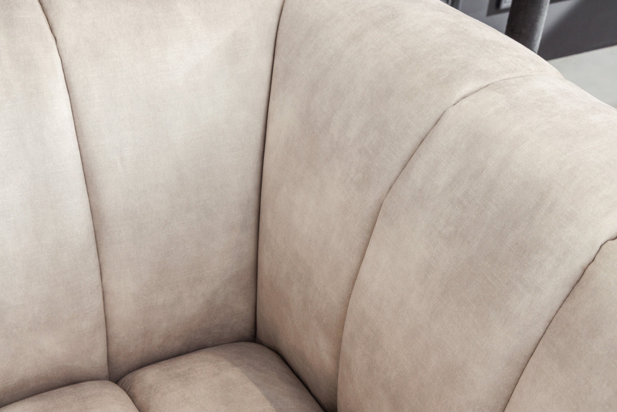 Sessel NOBLESSE Struktursamt Champagner mit schwarzen Füßen