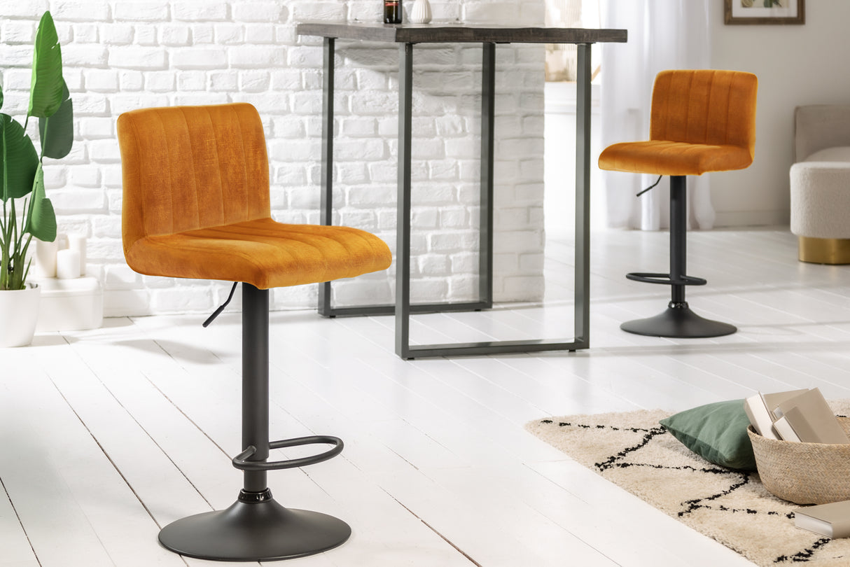 Barhocker PORTLAND 88-109cm Samt senfgelb