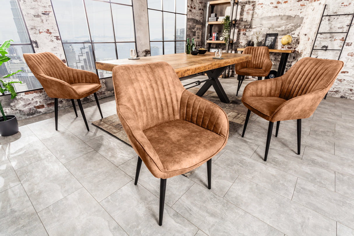 Chair TURIN with armrests microfibre light brown