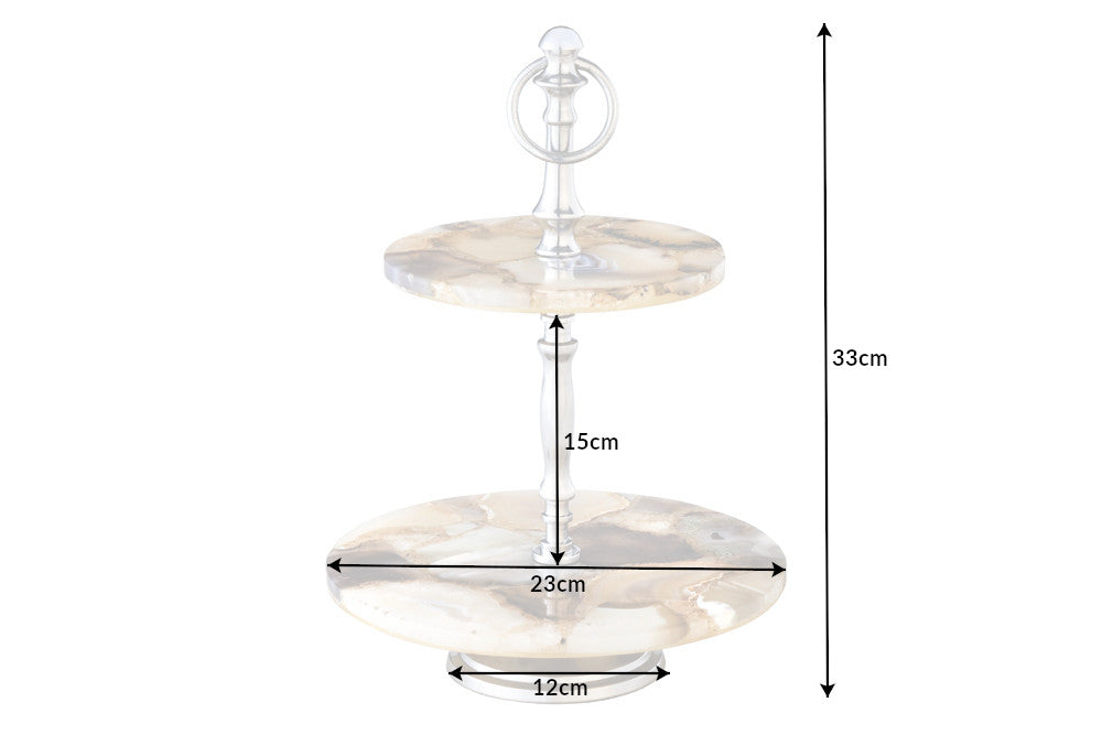 Etagere NOBLE 40cm 2 trays agate silver