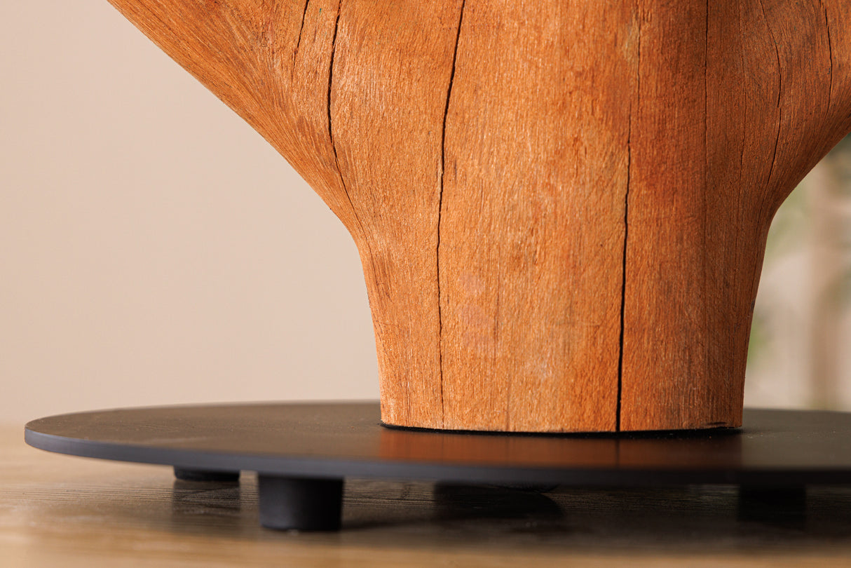 Table Lamp JEWELRY 60cm natural mangosteen wood lampshade bouclé white