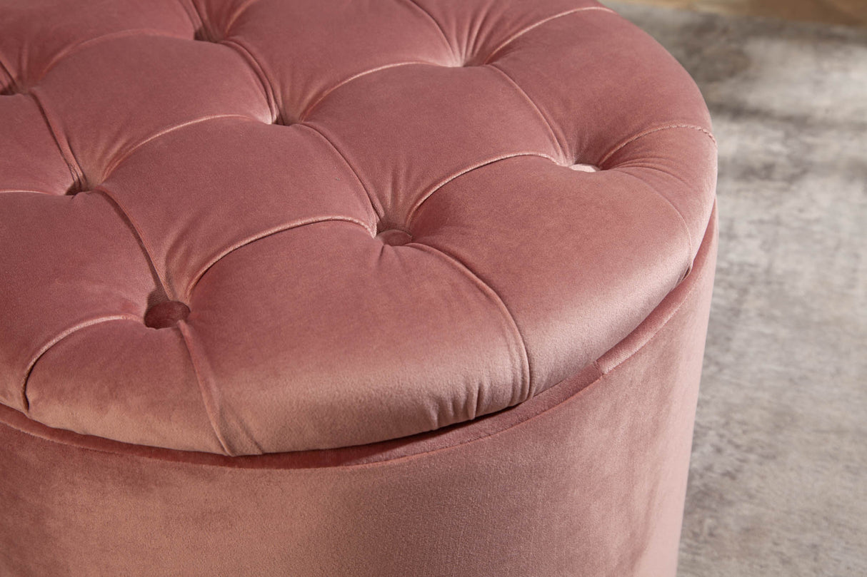 Stool MODERN BAROCK STORAGE 50cm velvet dusky pink