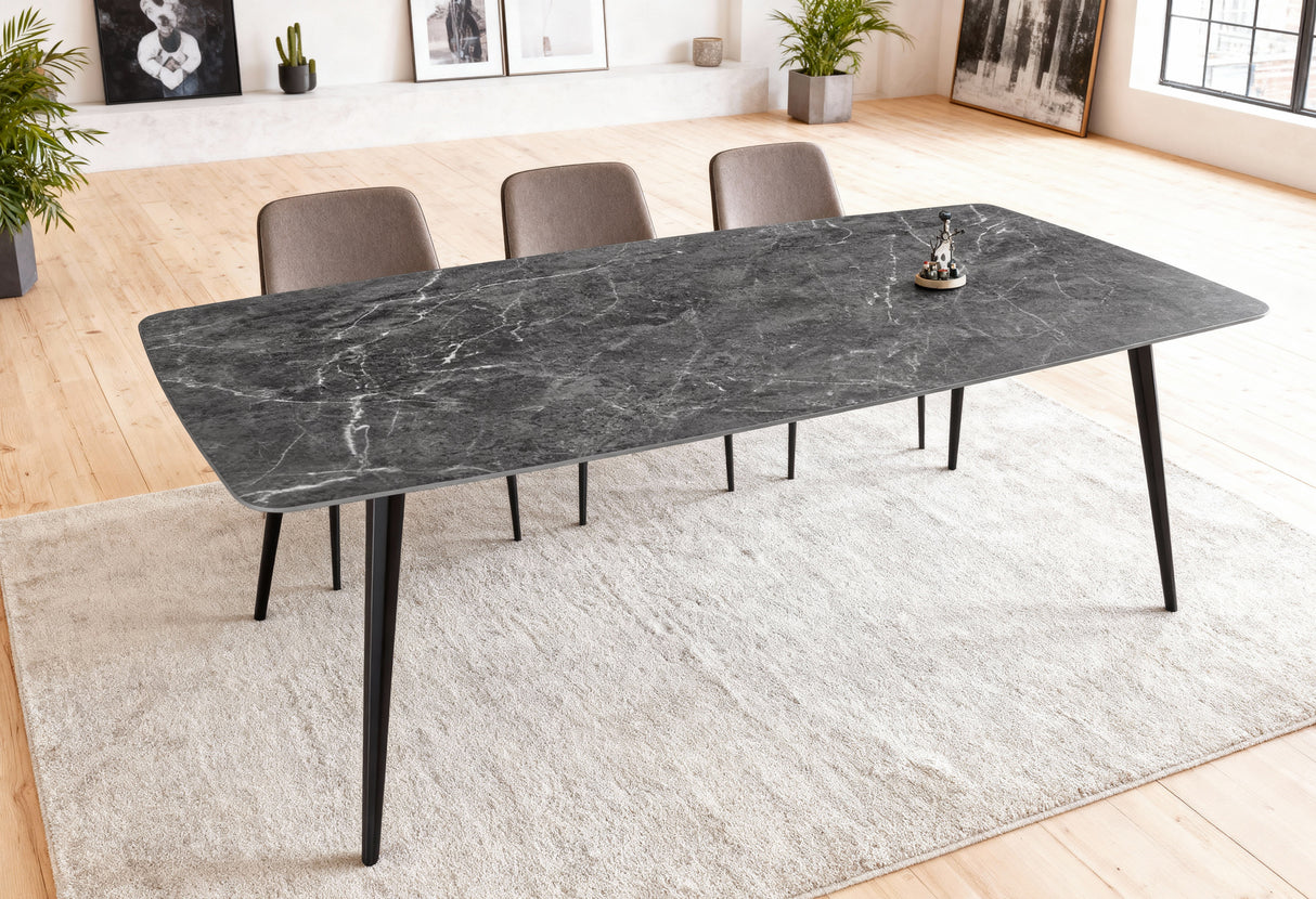 Esstisch MILANO 180cm Keramik Anthrazit Marmor