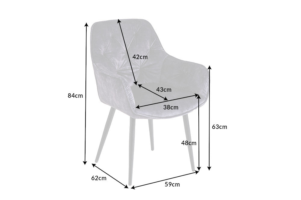 Chair MILANO with armrests velvet grey
