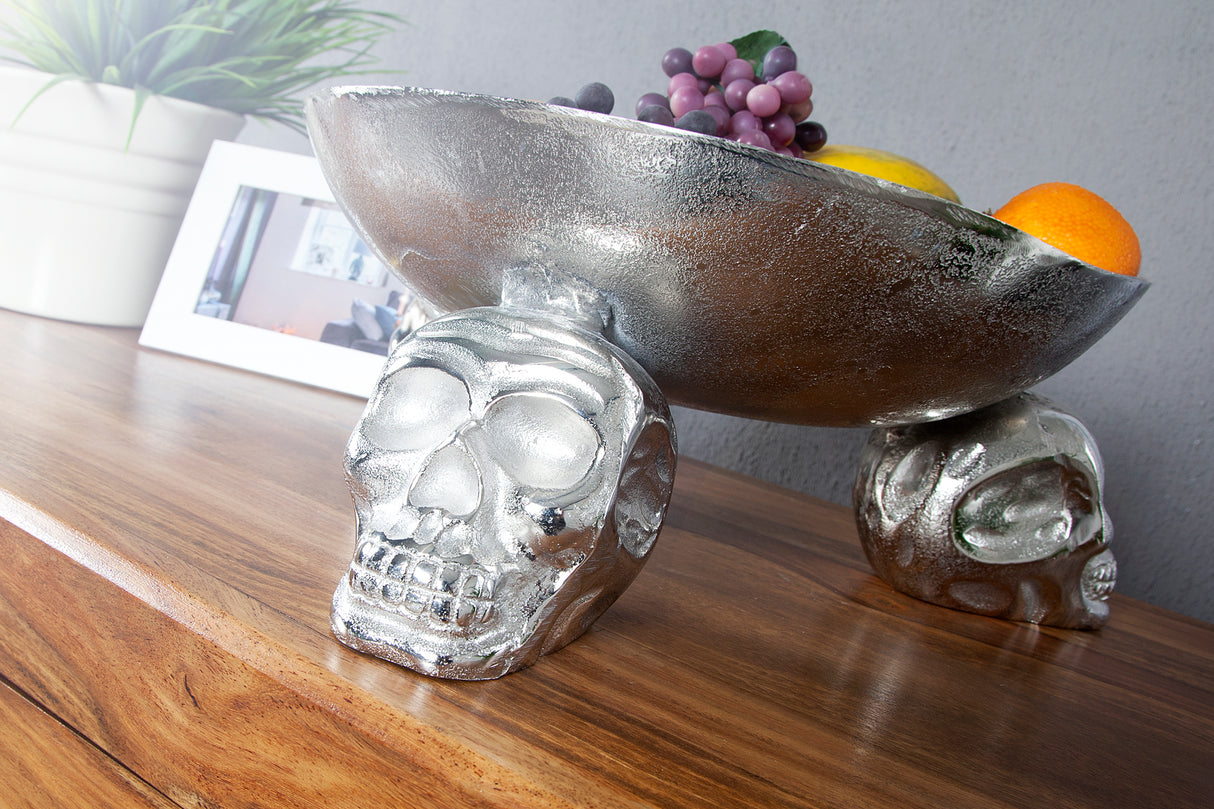 Obstschale SKULL 35cm Aluminium silber