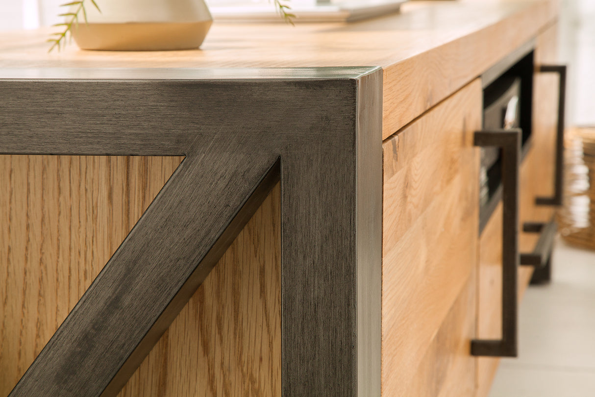 TV-Lowboard THOR 200cm wild oak wood industrial style