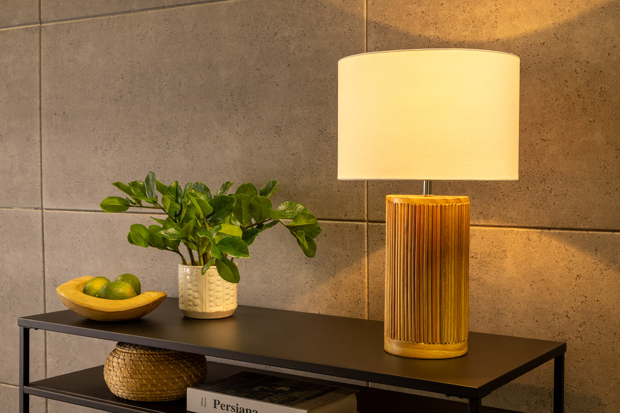 Table lamp GATSBY 50cm willow- and pinewood natural white lampshade