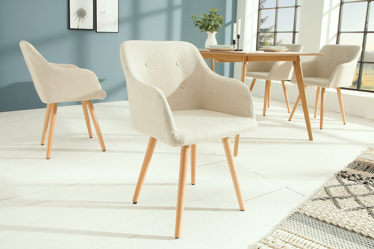 Chair SCANDINAVIA with armrests structured fabric natural