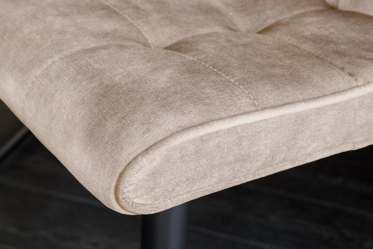 Barhocker MODENA 92-116cm 360° drehbar Samt Champagner-Beige m/ schwarzem Metallgestell