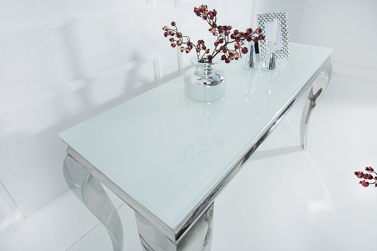 Console MODERN BAROCK 145cm tempered glass white