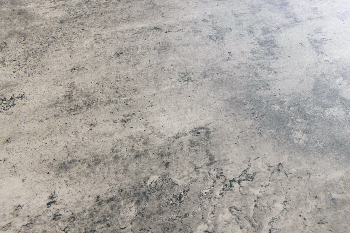 Dining table ATELIER 100cm round grey stone look w/ black metal legs