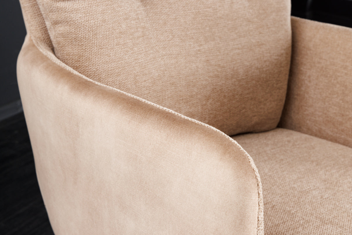 Drehstuhl BIG GEORGE mit Armlehnen Flachgewebe Samt champagner beige drehbar
