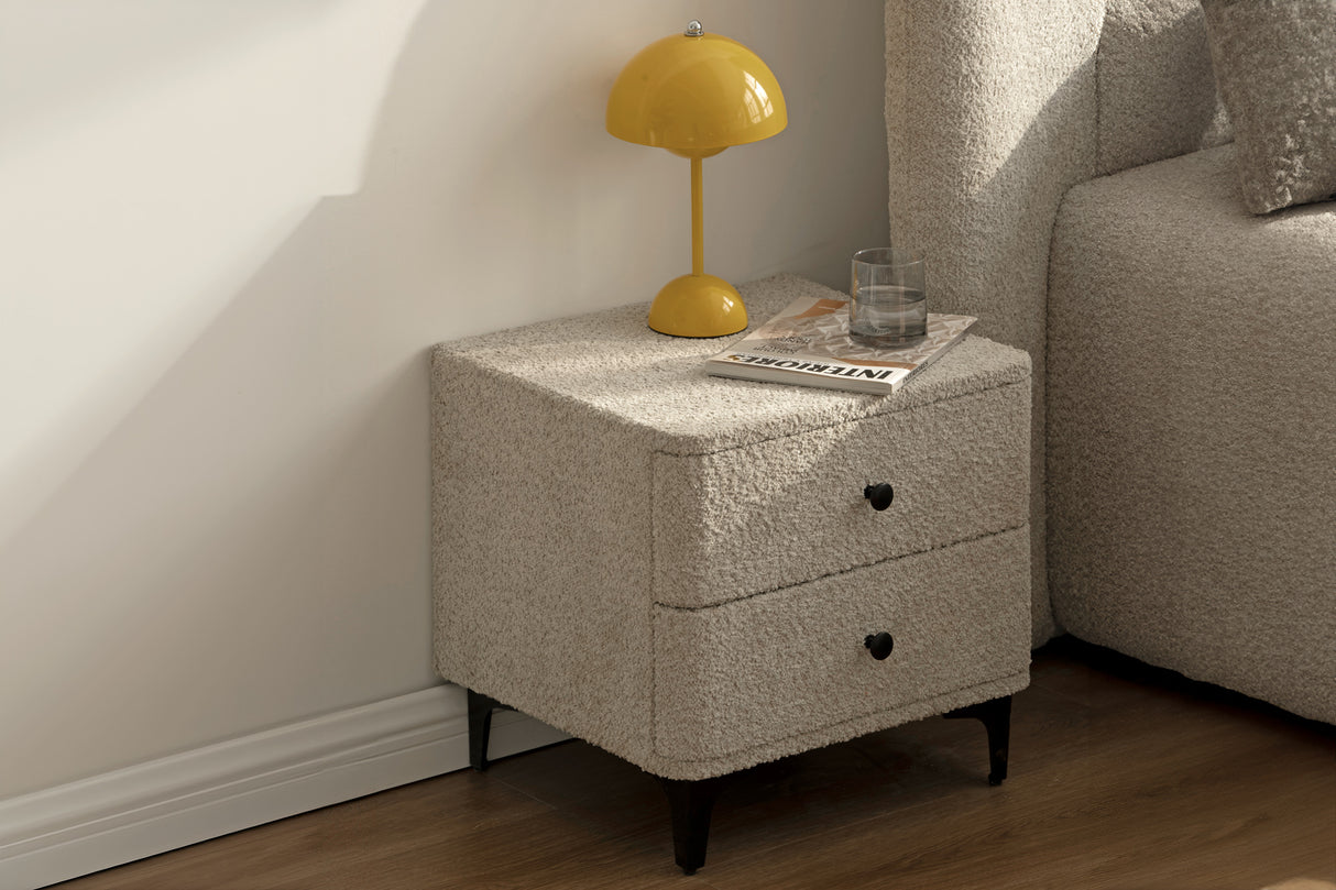 Bedside table ART DECO 45cm bouclé greige