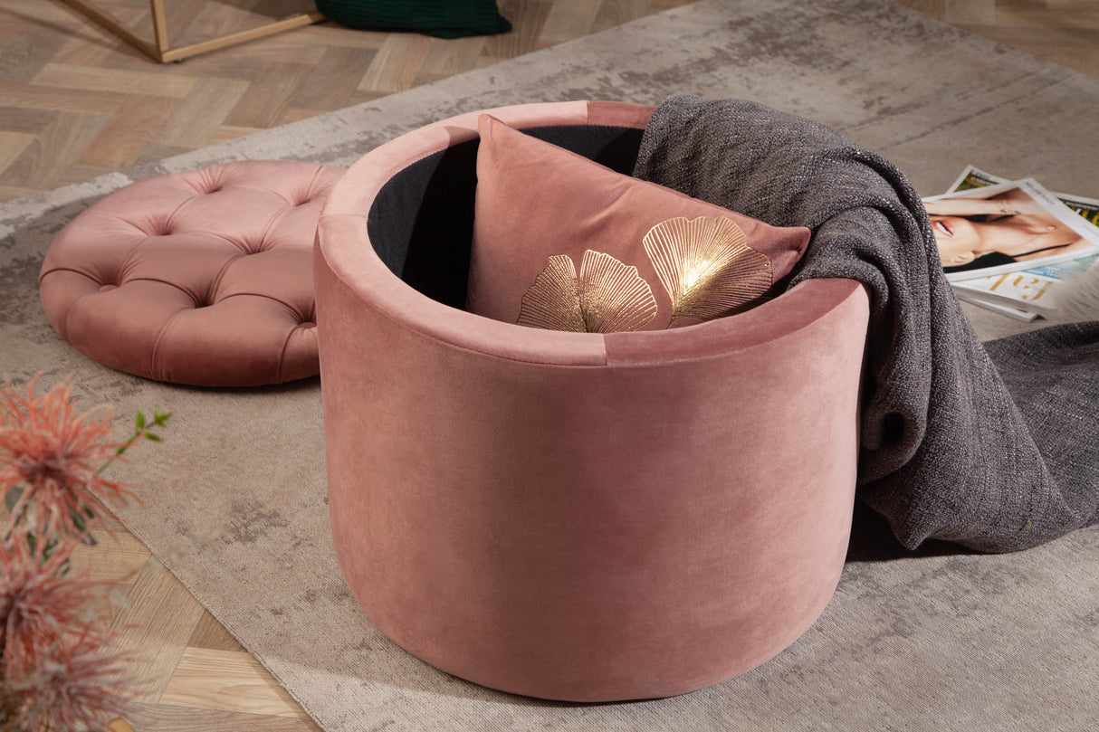 Stool MODERN BAROCK STORAGE 50cm velvet dusky pink