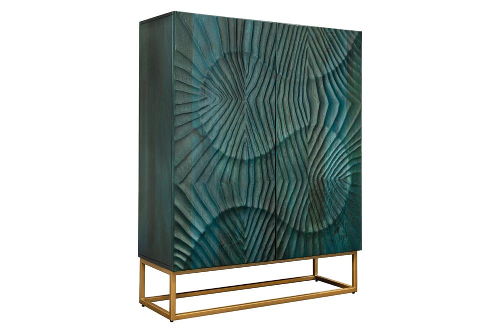 Highboard SCORPION 120cm 3D Mangoholz türkis gold