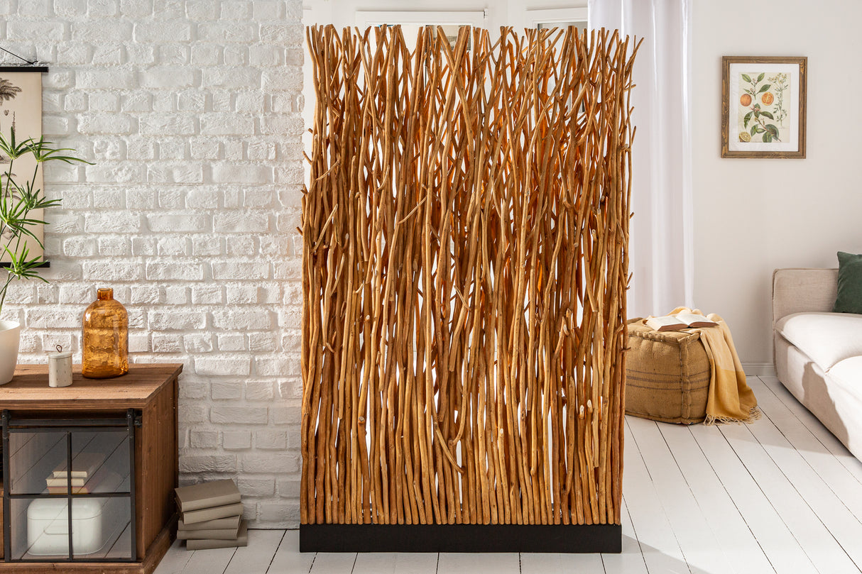 Stehleuchte NATURAL PARAVENT 180cm Longanholz natur inkl. Leuchtmittel