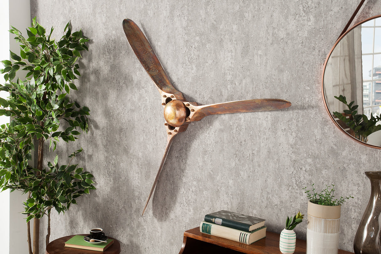 Wall decoration propeller SCREW 97cm mottled copper