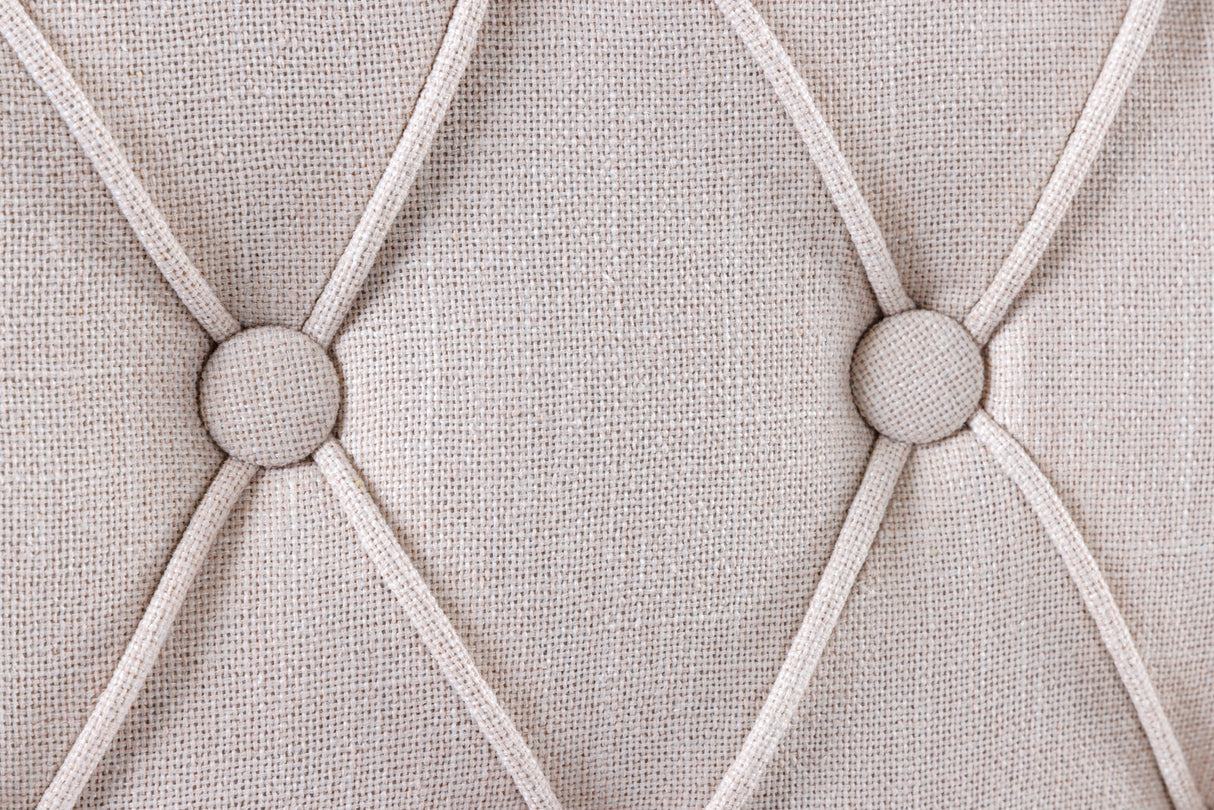 Chair CASTLE black legs textured fabric beige in chesterfield style