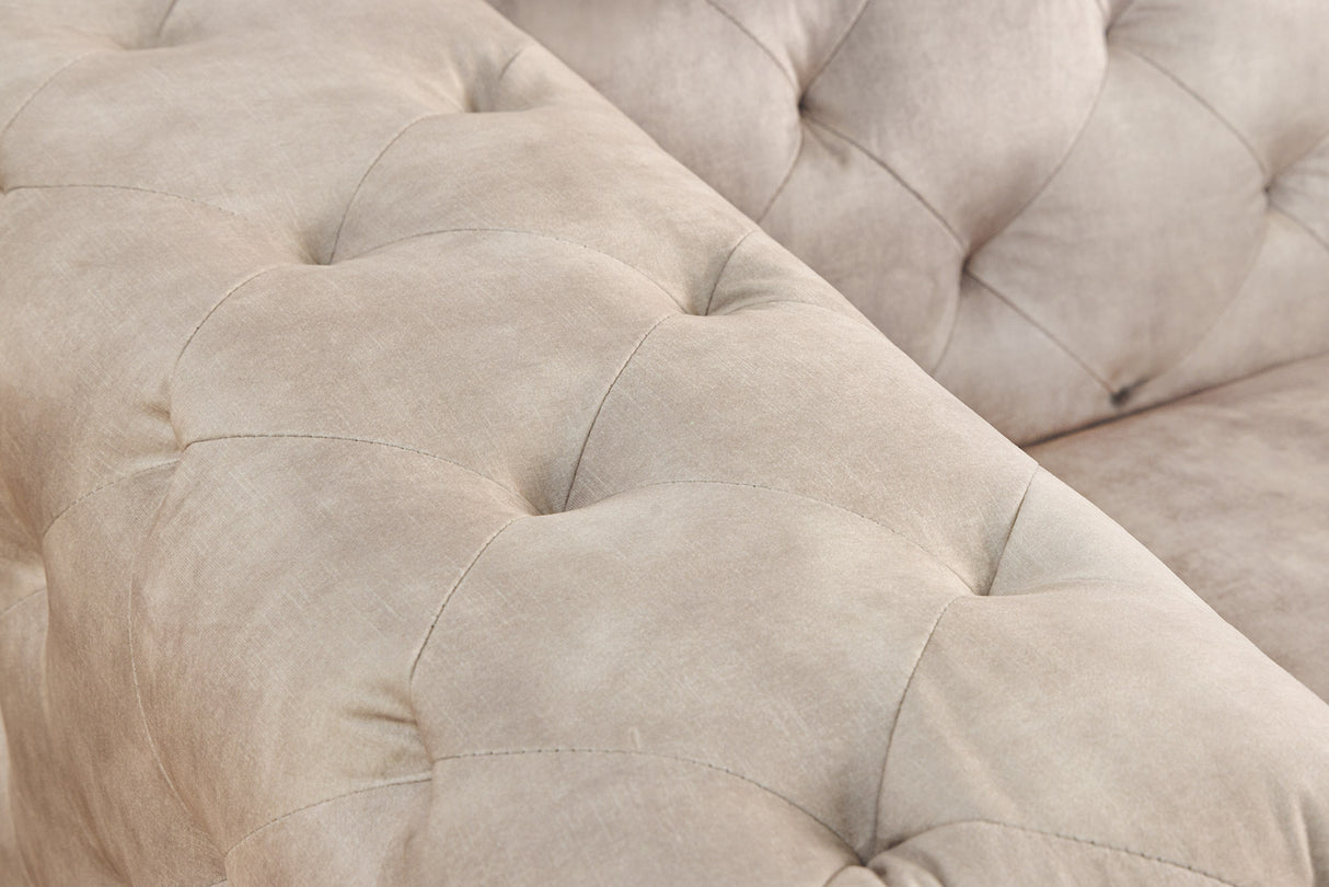 Sessel MODERN BAROCK 120cm Chesterfield-Optik Federkern Samt champagner beige