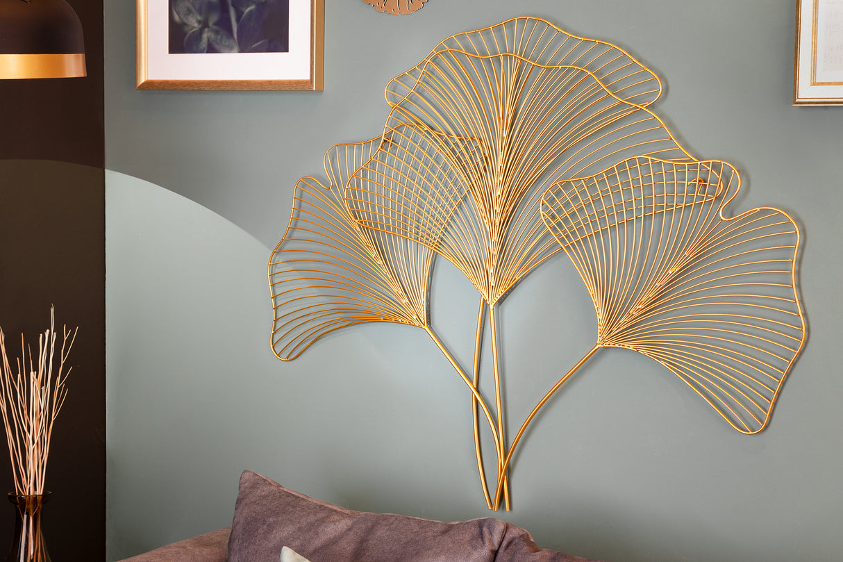 Wanddekoration GINKGO 90cm gold