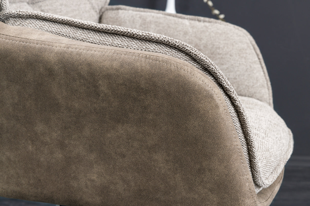 Swivel chair LOUNGER 180° with armrests microfibre vintage taupe