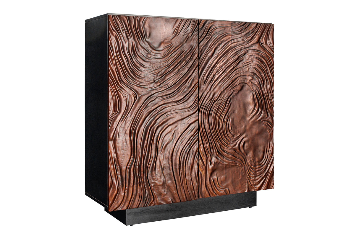 Highboard FLUID 110cm 3D acacia wood dark walnut brown