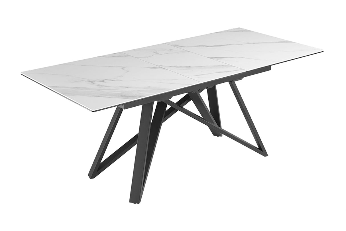 Esstisch ATLAS 160-200cm ausziehbar Marmoroptik weiß Keramik Hartglas