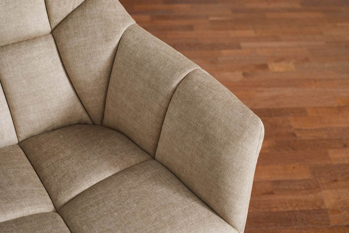 Swivel chair PAPILLON rotatable 180° w/ armrests velvet beige greige