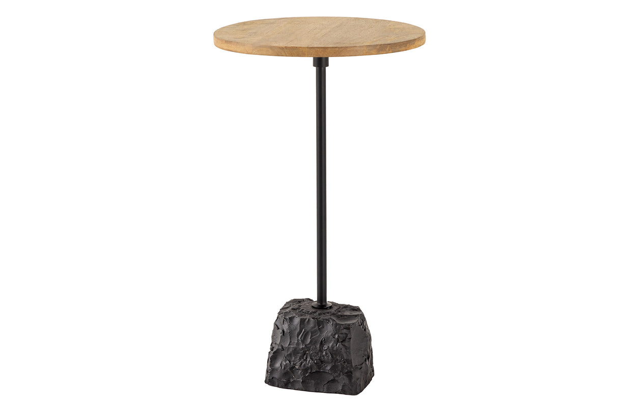 Side table TRAYFUL 55cm marble base and mango wood plate