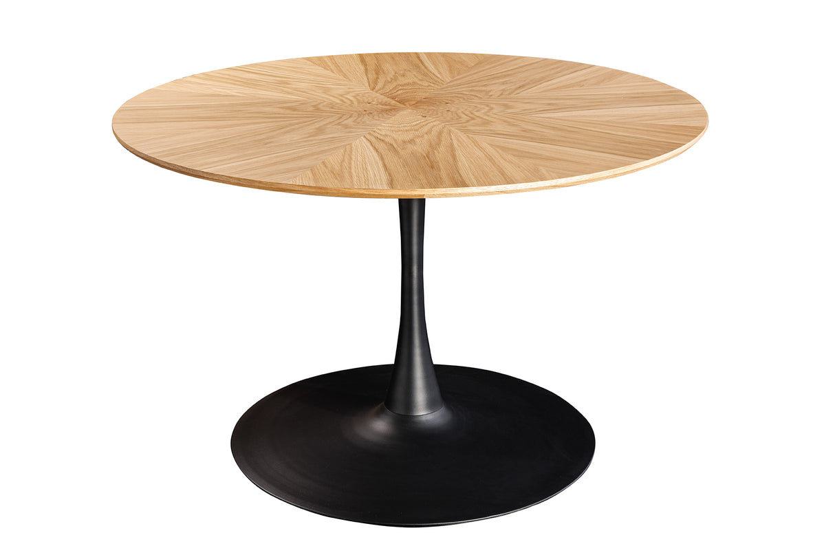 Dining table ATELIER 120cm round natural oak wood look w/ black metal frame