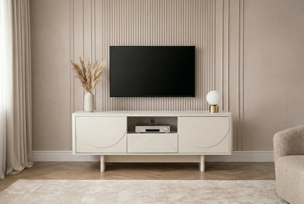 TV Board SAVOY 150cm 3D w/ white marble ceramic top