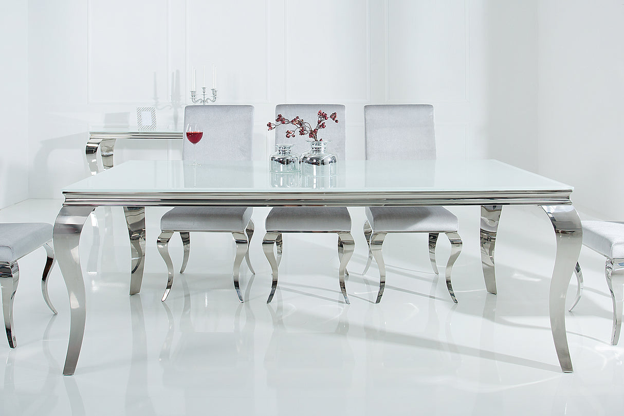 Esstisch MODERN BAROCK 200cm Hartglas weiß