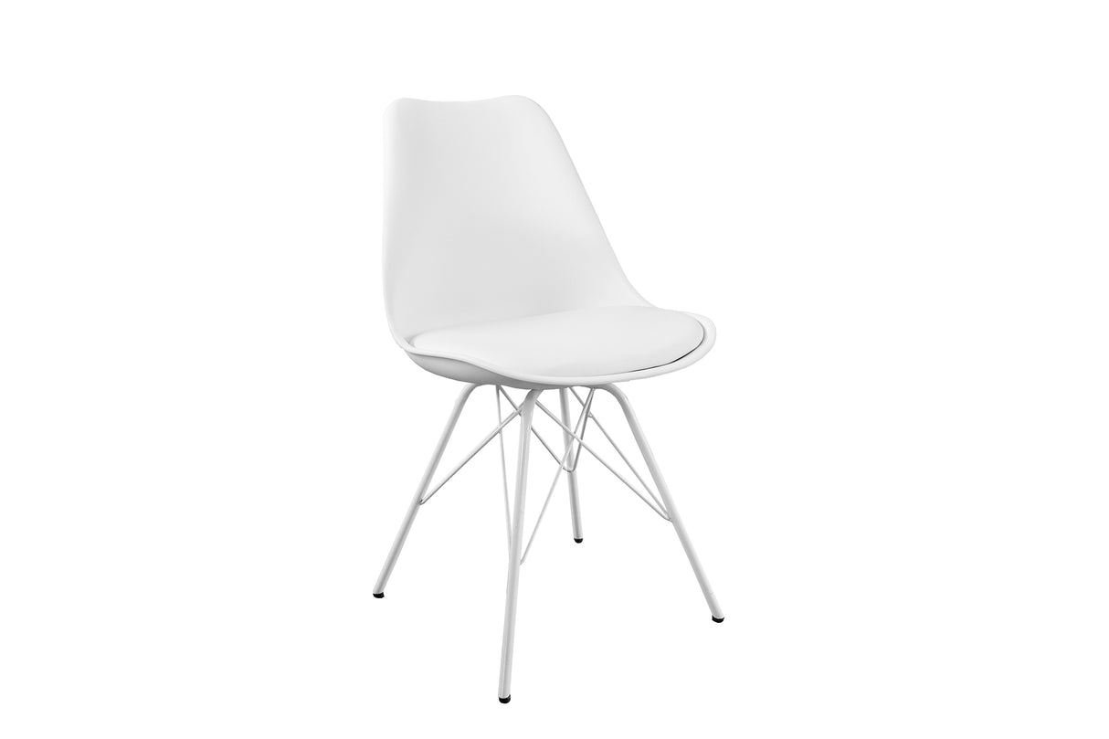 Chair SCANDINAVIA MASTERPIECE retro style white with white legs