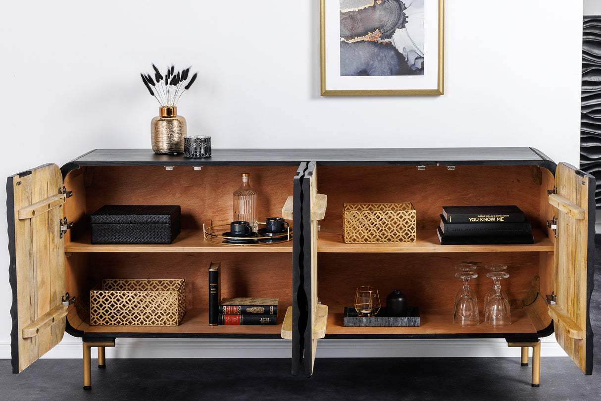 Sideboard WAVE 160cm Mangoholz schwarz