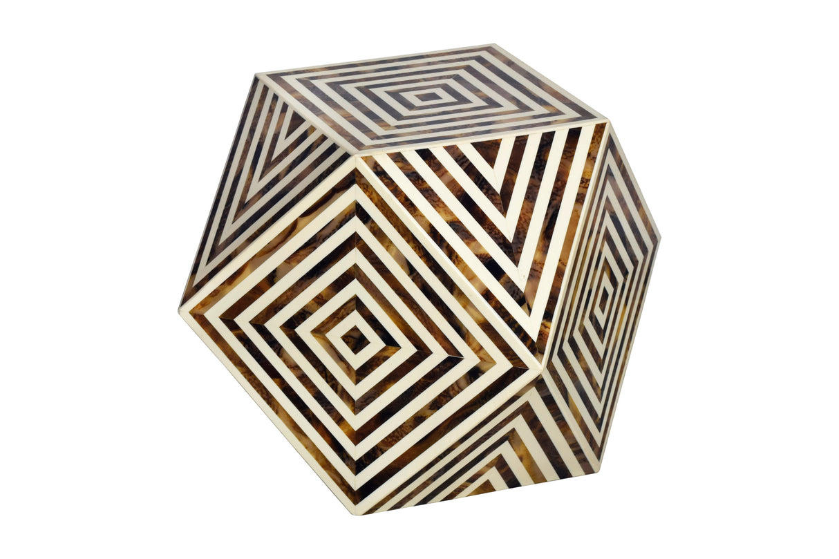 Side table HARMONY NATURE 40cm white brown in zebra look