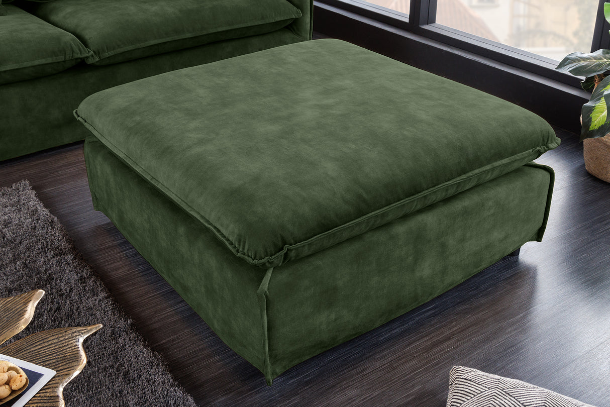 Hocker HEAVEN 100cm abnehmbarer Bezug Samt dunkelgrün