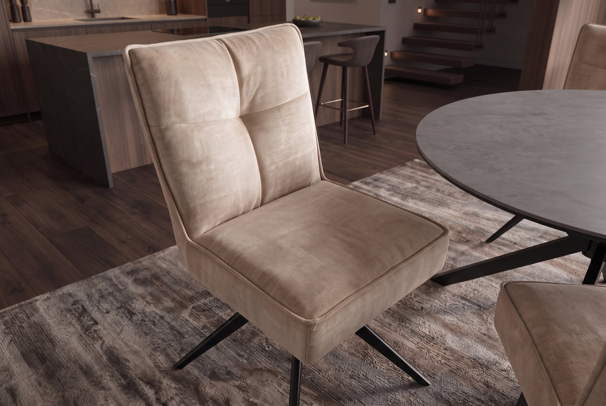 Swivel chair LUGANO 360° auto-return spring core velvet beige black