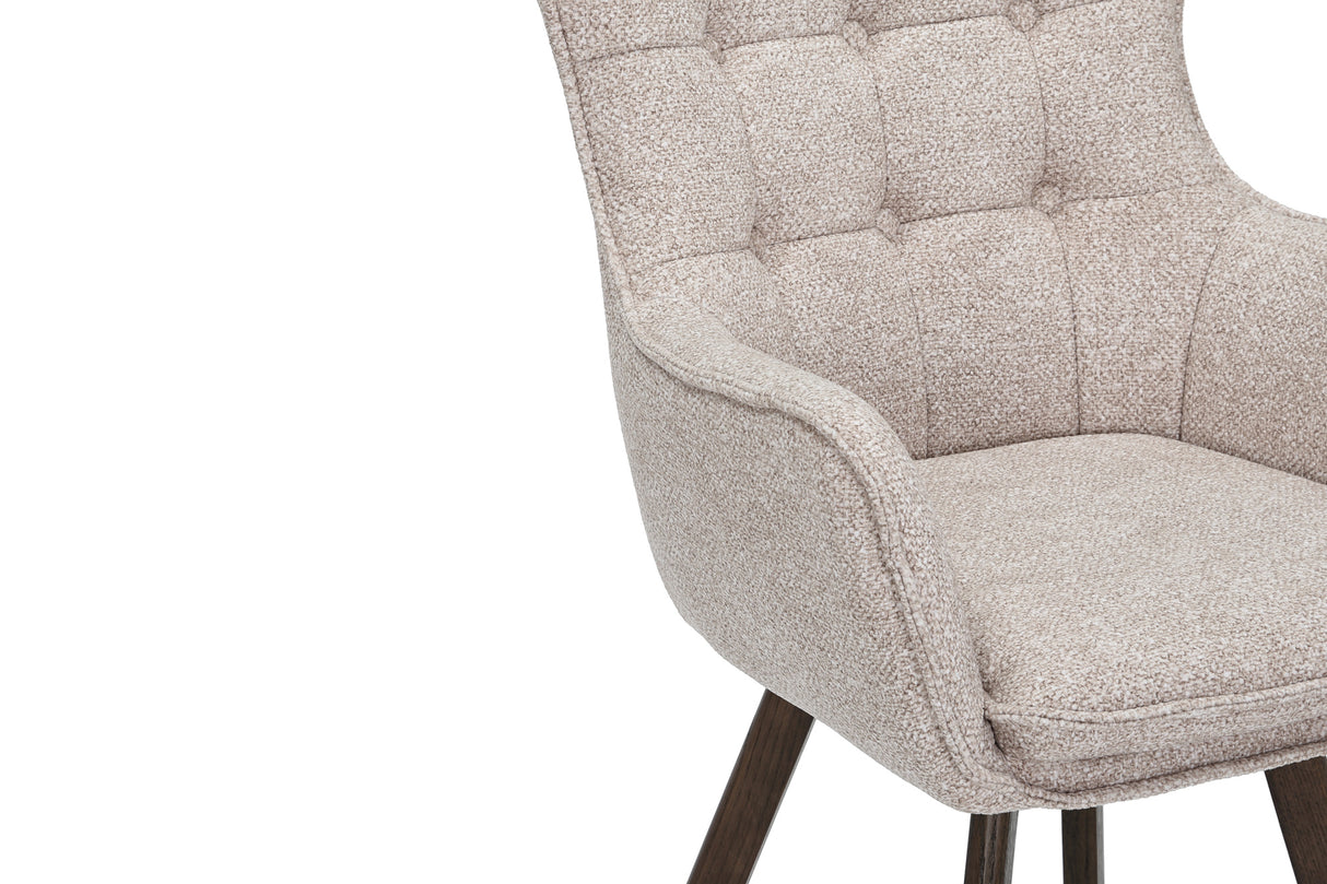 Drehstuhl THOR 360° mit Armlehnen Strukturstoff hellbeige mit Gestell Eiche dunkel natur