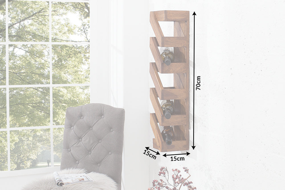 Weinregal MAKASSAR 70cm für 5 Flaschen Sheesham Holz