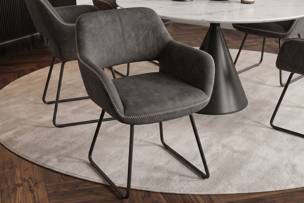 Chair MUSTANG with armrests microfibre antique grey