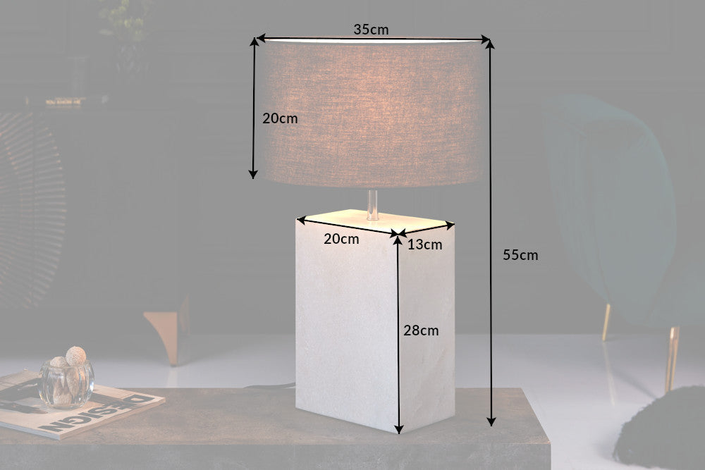 Tischleuchte NOBLE 35cm Fuß Marmor weiß o. Schirm / Schirm verstellbar