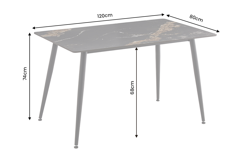 Dining table MILANO 120cm aurora oro ceramic black gold sand