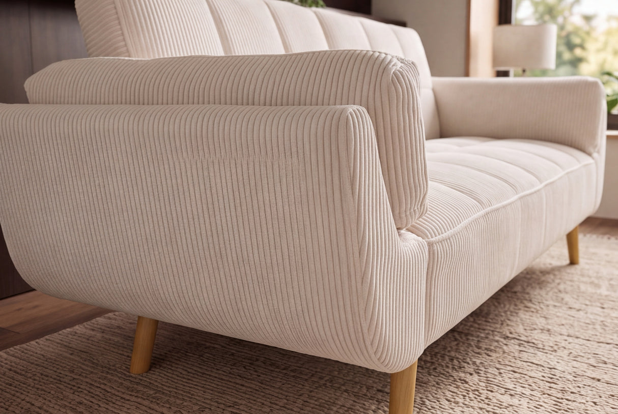 Sofa bed BOUTIQUE 215cm 3-seater cord beige