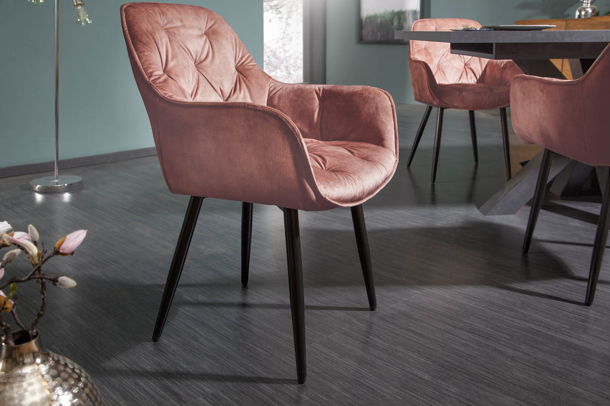 Chair MILANO with armrests velvet brown